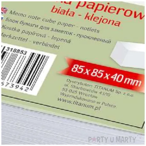 bloczek kartek klejonych kostka papierowa biala titanum