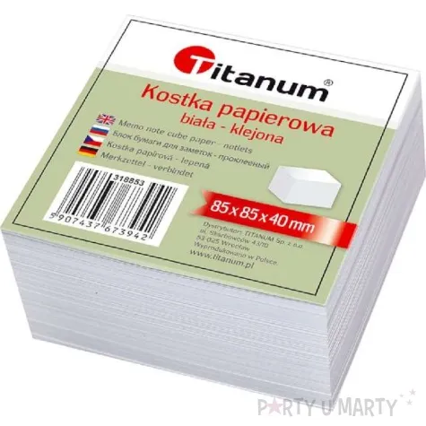 bloczek kartek klejonych kostka papierowa biala titanum