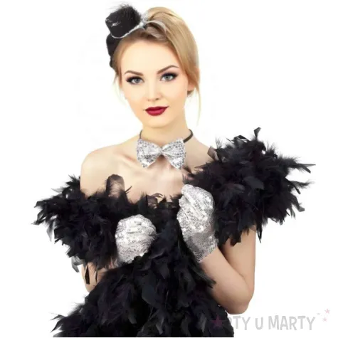 boa classic z pior dama retro lata 20 30 czarny godan 180 cm