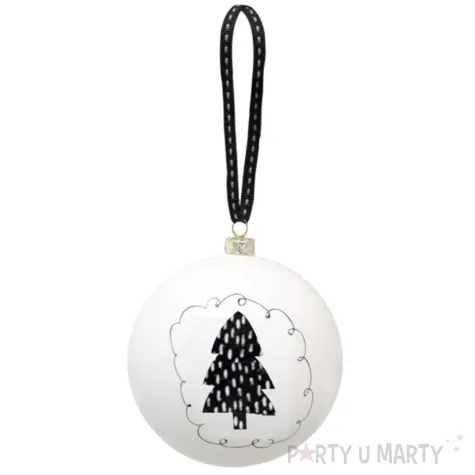 bombka black and white choinka biala 7 5cm arpex