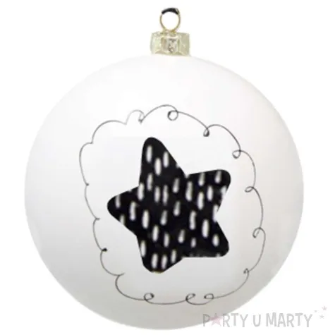 bombka black and white gwiazdka biala 7 5cm arpex