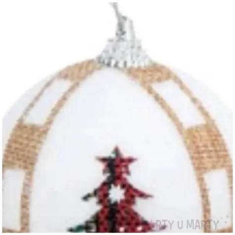 bombka kolorowe choinki i kokardki biala partypal 7 cm