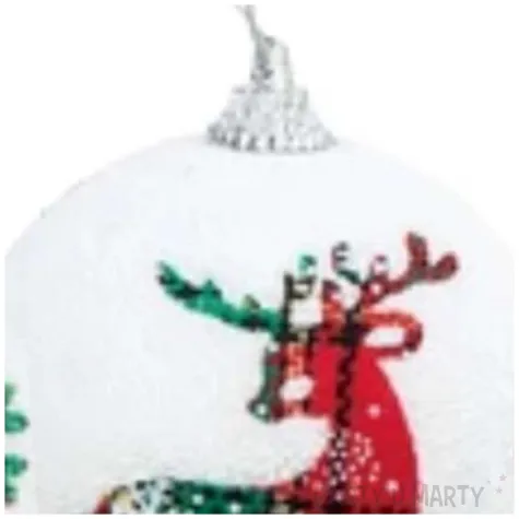 bombka kolorowe reniferki biala partypal 7 cm