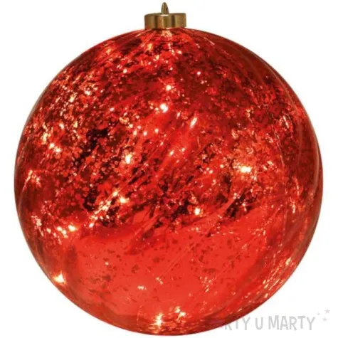 bombka swiateczna ledowa czerwona guirca 15 cm