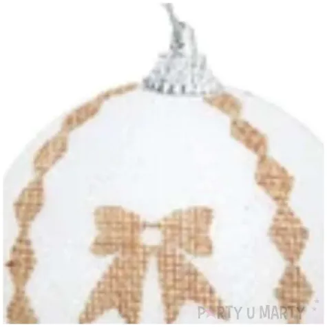bombka zlote choinki i kokardki biala partypal 7 cm