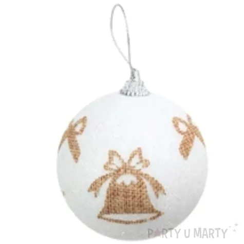 bombka zlote dzwonki i kokardki biala partypal 7 cm