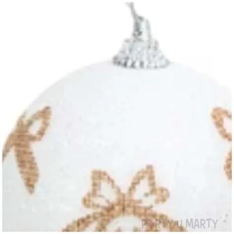 bombka zlote dzwonki i kokardki biala partypal 7 cm