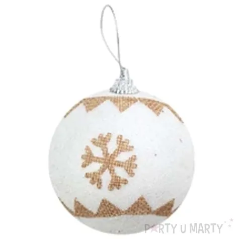 bombka zlote sniezynki biala partypal 7 cm