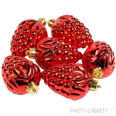 bombki blyszczace szyszki czerwone czakos 6 cm 6 szt
