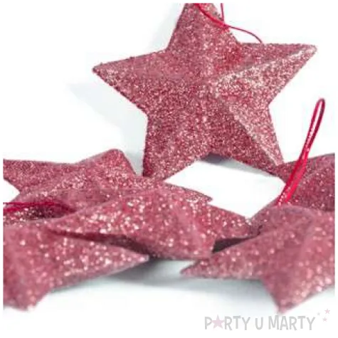 bombki brokatowe gwiazdki czerwone arpex 6 szt