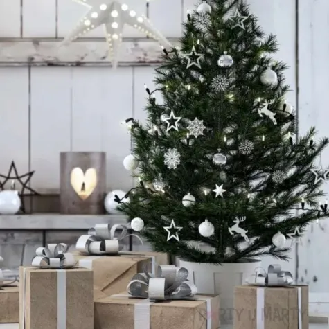 bombki brokatowe gwiazdki srebrne guirca 3 szt