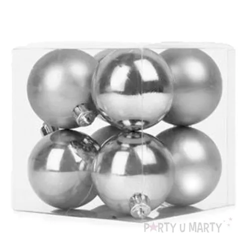 bombki classic plastikowe srebrne 6cm 8 szt