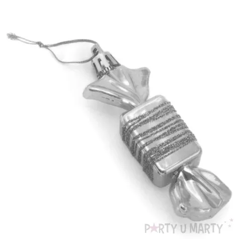 bombki cukierki z brokatem srebrne arpex 9 cm 3 szt