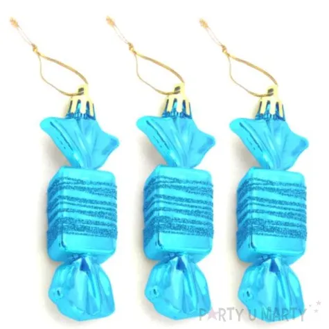 bombki cukierki z brokatem turkusowe arpex 9 cm 3 szt