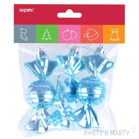 bombki cukierki z brokatem turkusowe arpex 9 cm 3 szt