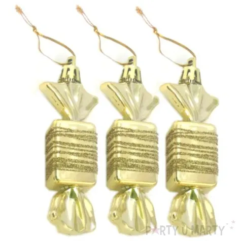 bombki cukierki z brokatem zlote arpex 9 cm 3 szt