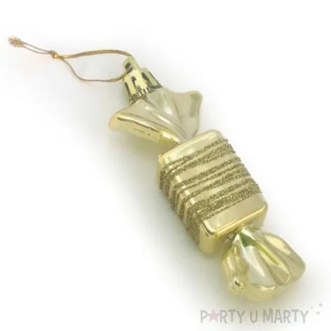 bombki cukierki z brokatem zlote arpex 9 cm 3 szt