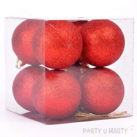 bombki czerwony brokat 6 cm arpex 8 szt