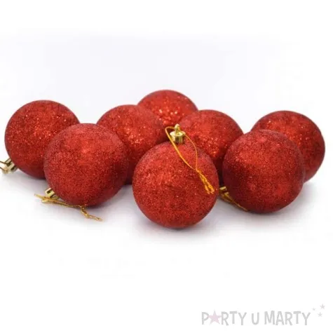 bombki czerwony brokat 6 cm arpex 8 szt