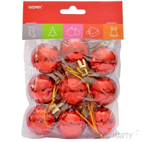 bombki disco czerwone arpex 3 cm 9 szt