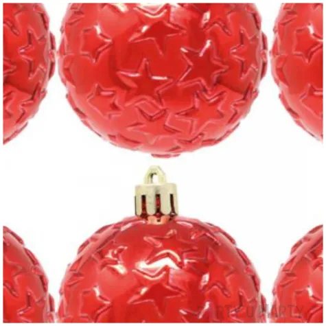 bombki gwiazdki plastikowe czerwone guirca 6 cm 6 szt