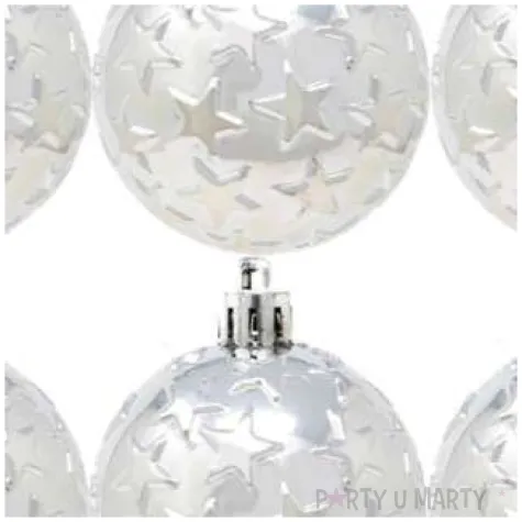 bombki gwiazdki plastikowe srebrne guirca 6 cm 6 szt