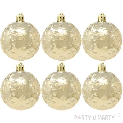 bombki gwiazdki plastikowe zlote guirca 6 cm 6 szt