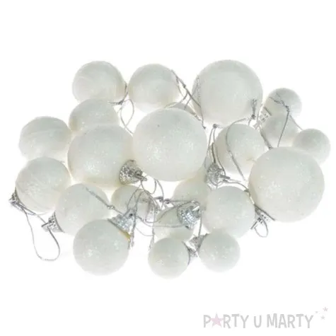bombki mini brokatowe biale arpex komplet 20 szt