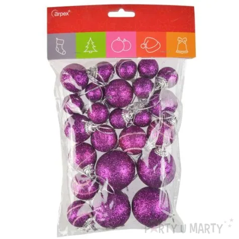 bombki mini brokatowe fioletowet arpex komplet 20 szt