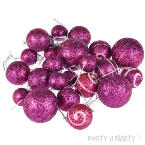 bombki mini brokatowe rozowe arpex komplet 20 szt