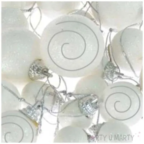 bombki mini brokatowe zawijas biale arpex komplet 20 szt