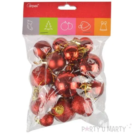 bombki mini mix czerowne arpex komplet 20 szt