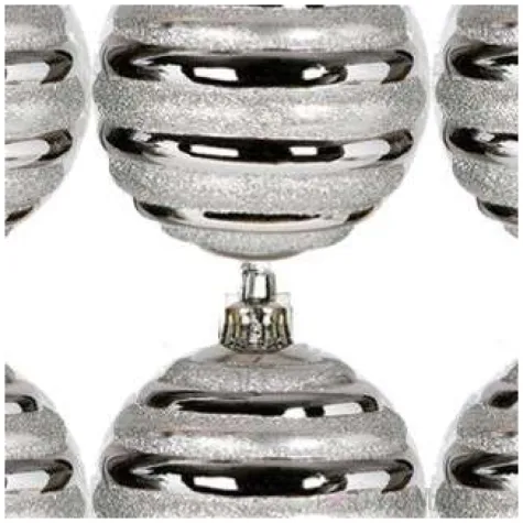bombki spirale plastikowe srebrno guirca 6 cm 6 szt