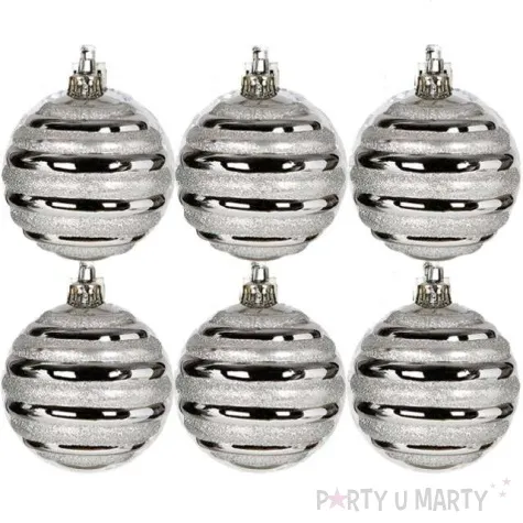 bombki spirale plastikowe srebrno guirca 6 cm 6 szt