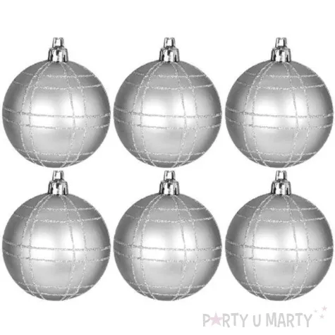 bombki srebrna kratka plastikowe blekitne guirca 6 cm 6 szt