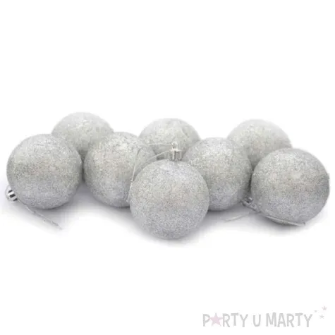 bombki srebrny brokat 6 cm arpex 8 szt