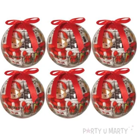 bombki swiateczny pluszowy mis akrylowe guirca 6 cm 6 szt