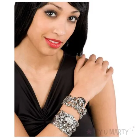 bransoletka czaszka z diamentami srebrna carnival toys