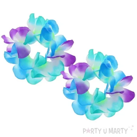 bransoletka hawajskie kwiaty niebiesko fioletowe godan 2 szt