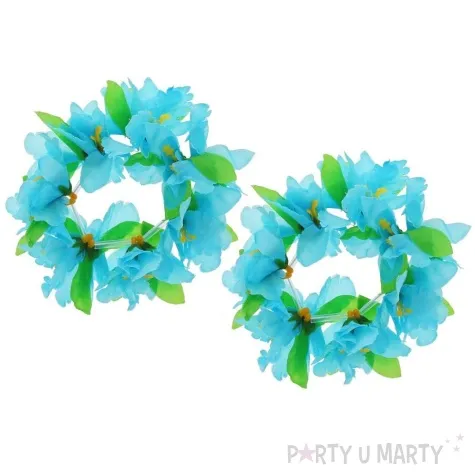 bransoletka hawajskie kwiaty niebiesko zielone godan 2 szt