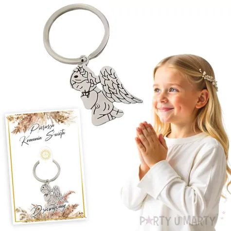 brelok do kluczy aniolek boho upominek podziekowanie dla gosci na komunie swieta p