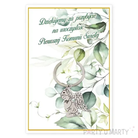 brelok do kluczy aniolek eukaliptus w ramce upominek podziekowanie dla gosci na komunie swieta