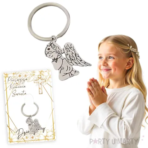 brelok do kluczy aniolek gold line upominek podziekowanie dla gosci na komunie swieta p