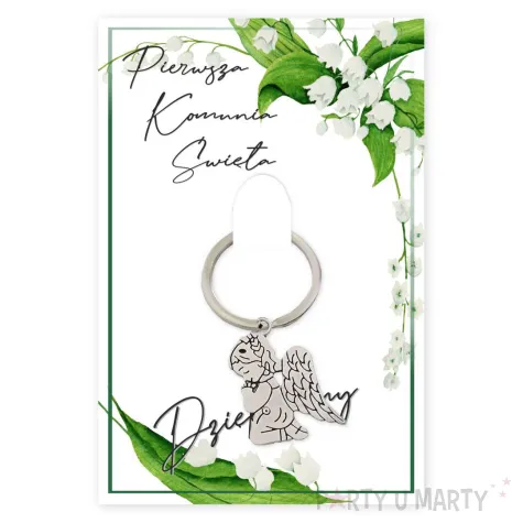 brelok do kluczy aniolek konwalie upominek podziekowanie dla gosci na komunie swieta p