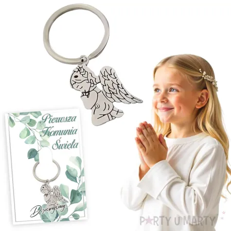 brelok do kluczy aniolek mietowa geometria upominek podziekowanie dla gosci na komunie swieta p