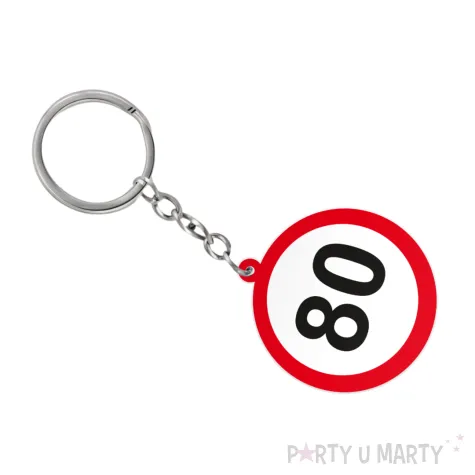 brelok drukowany 80 urodziny traffic birthday