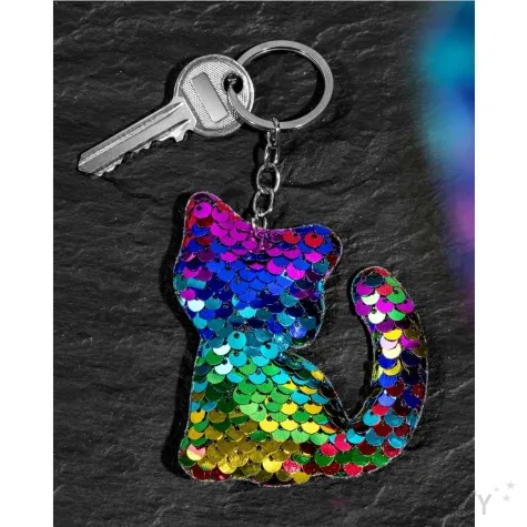 brelok kot z cekinami teczowy gadgetmaster