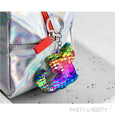 brelok kot z cekinami teczowy gadgetmaster