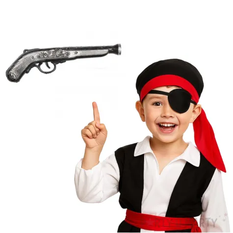 bron pistolet pirata srebrny smiffys 25 cm