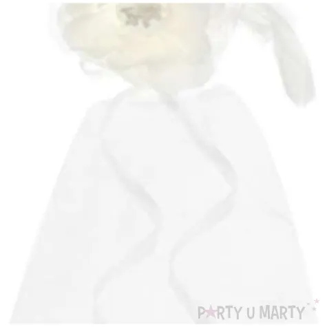 bukieciki z organzy z satynowymi rozami 2szt bialy